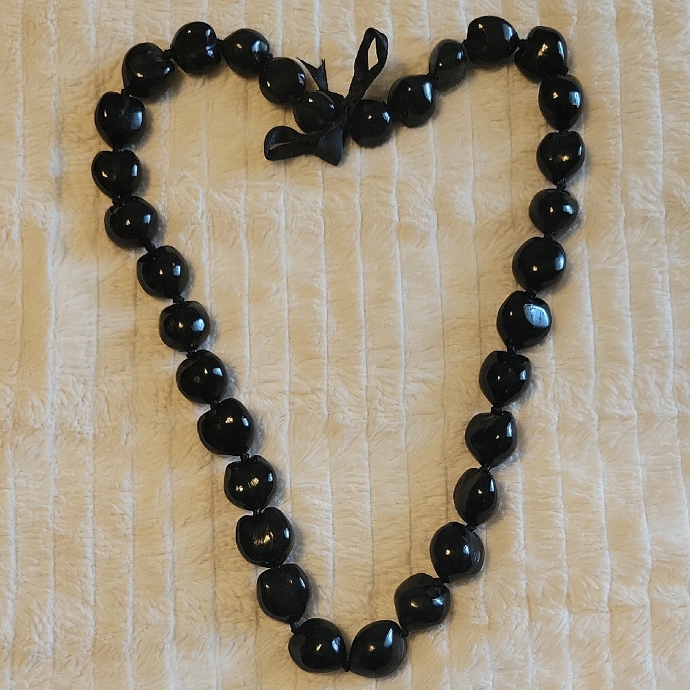 Black Kukui Nut Lei Necklace From HAWAII